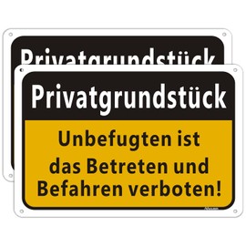 Privatgrundstück Sign Unbefugten ist das betreten und befahren verboten Sign Aluminium Private Prohibition Sign 30 x 20 cm Landstück Privat Verbotsschild Betreten verboten Warnhinweis widerrechtlich