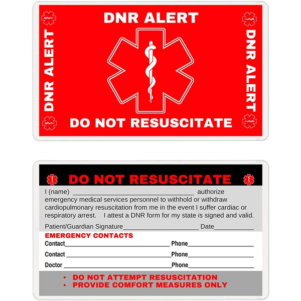 DNR Do Not Resuscitate Wallet Card (DNR-101) Quantity: (2)