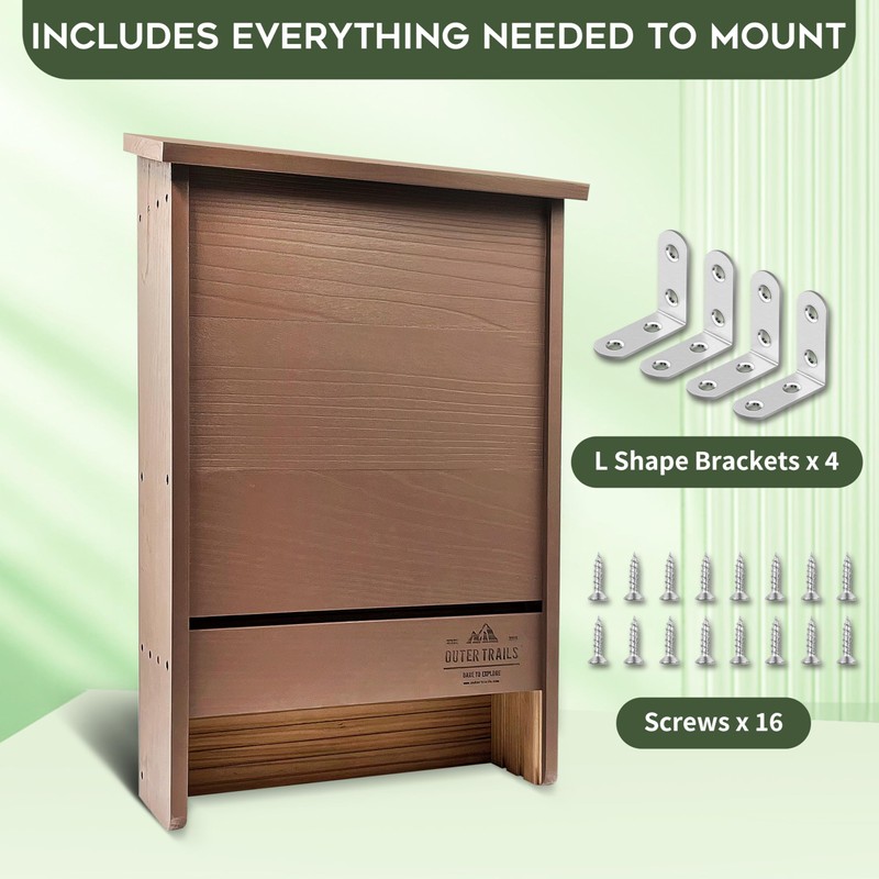 Outer Trails Extra Large Bat House, 3 Chambers, Brown, Holds