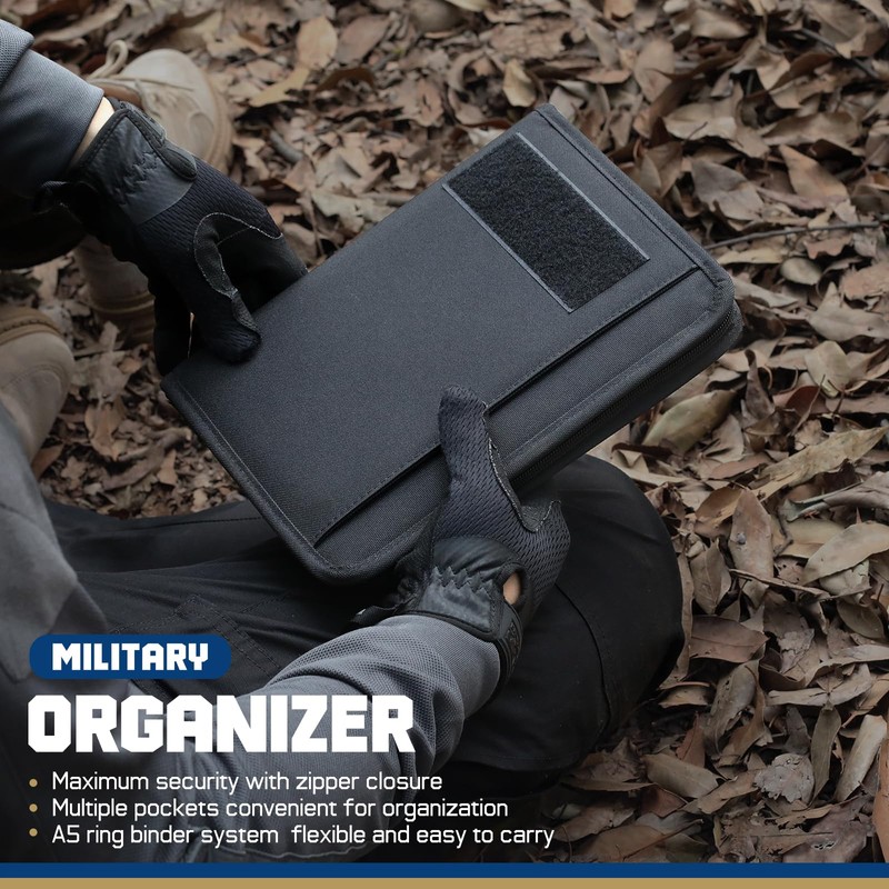 WYNEX Tactical Notebook Padfolio Ring Binder with 80 Sheets, Zipper