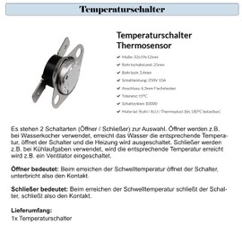 Temperature Switch Thermostat Thermal Sensor Temperature Sensor (Switch Type: Closer, 65°C)
