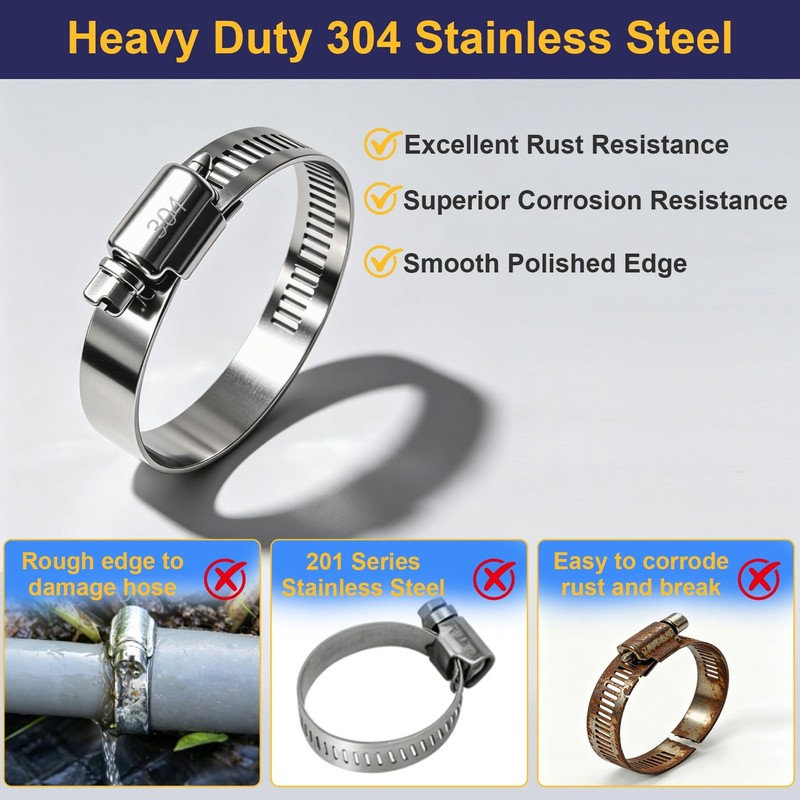 35pcs Hose Clamps Assortment Kit 304 Stainless Steel 1/4'' -