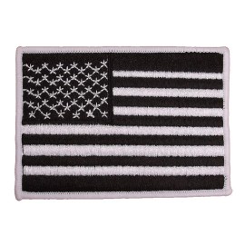USA American Flag Black & White Embroidered Small Patch Veteran Military Biker