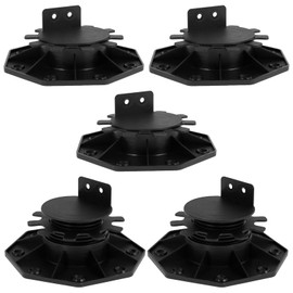 5Pcs Decking Pedestal Riser Bearing Support Height Adjustable Deck Raising Support Base PP Black Joist Supports for Wood, WPC, Wood and Aluminium(30-60mm)