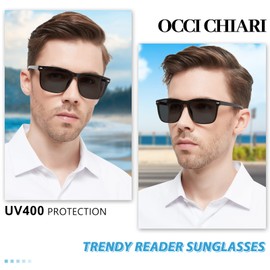 OCCI CHIARI Oversized Reading Sunglasses for Men 3.0 Sun Readers Full Lens Reader Sunglasses 1.0 1.25 1.5 1.75 2.0 2.25 2.5 2.75 3.0 3.5 (Black,3.0)