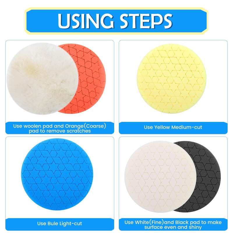 IPELY 6 Pcs 5 Inch Buffing Pads, Polishing Pads 5.5