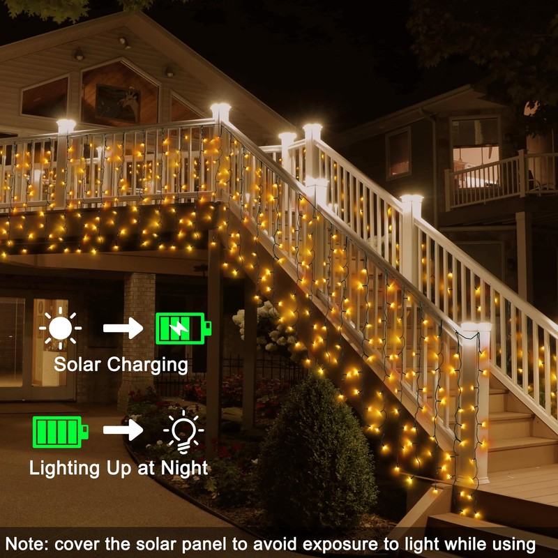 Solar Powered Curtain Lights 33ftx 3ft 500 LED Outdoor Curtain