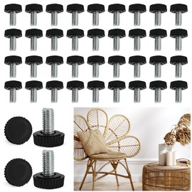 YMTWSRY Pack of 40 Adjustable Furniture Feet, M6 x 20 mm, Black Levelling Feet, Screw Feet with Quiet Non-Slip Rubber Base, Height Adjustable for Furniture Feet Chair Table