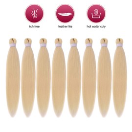 zepin Pre Stretched Braiding Hair 26 Inch 8 Packs Professional Soft Yaki blonde braiding Hair For Braids Hot Water Setting Synthetic Crochet Hair Extensions(#613)