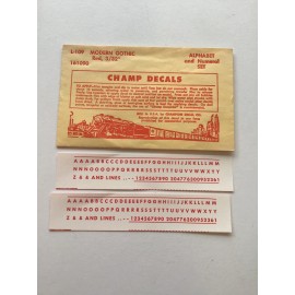 Champ Decals HO Scale Alphabet & Numeral Set L-109: Modern Gothic, Red, 3/32”