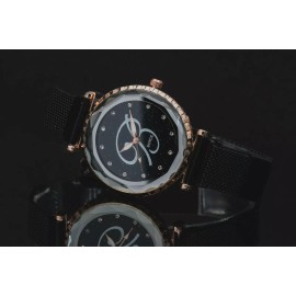 Boyce Watch-Naughty B Diamond Cut Casing With Signature B And Black Magnet Band