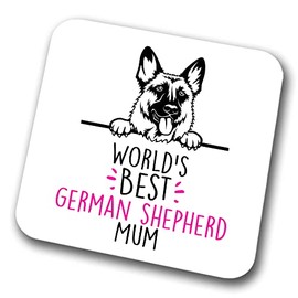 German Shepherd World's Best Mum Coaster Dog Mum Alsatian Mum Friend Funny Gift for Birthday Christmas, German Shepherd Coaster