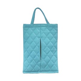 Car Tissue Holder, PU Leather Car Backseat Napkin Holder, Rectangular Hanging Tissues Box Cover for 120-150 Standard Tissues, Car Tissue Storage Organizer Accessories for Most Vehicles (Sky Blue)