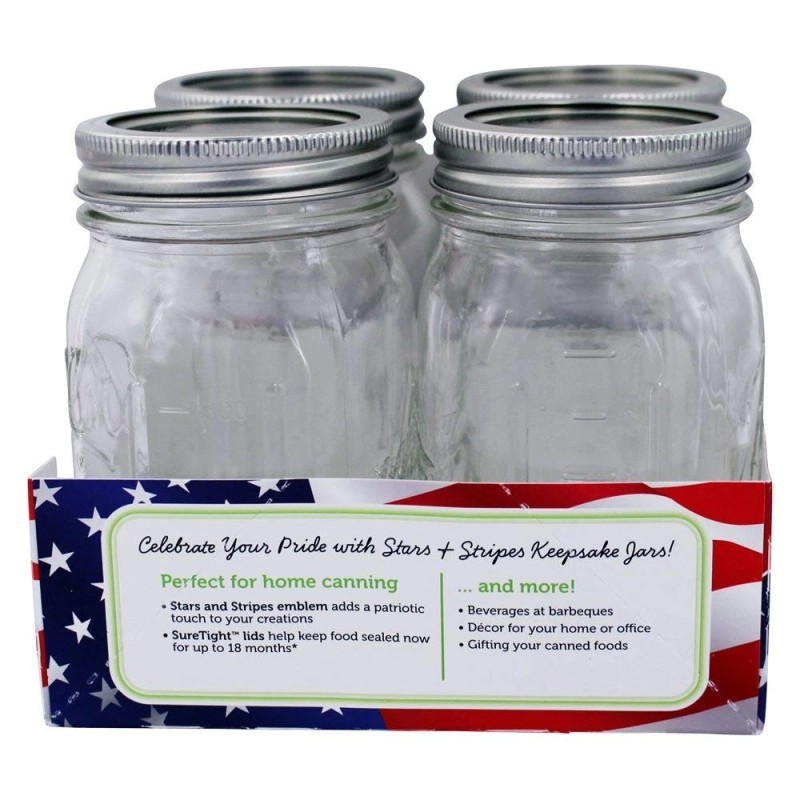 Ball Keepsake USA Stars and Stripes Regular Mouth Canning Jars