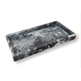 AIRAM Home Premium Natural Marble Tray for Jewelry, Cosmetics, Perfumes, Towels, Organizer Tray, Mazahua Grey, 12"x6", 30cm x 15cm.