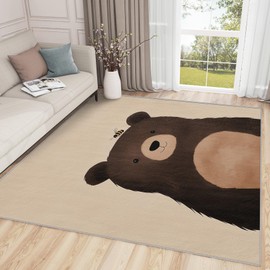 Bear Rug Kids - Bear Rug, 3x4 Rug, Kawaii Cartoon Animal Area Rug, Cute Brown Bear Washable Non Slip Rugs, Kids Boys Girls Carpet - Home Decor, Bear Gifts for Boys