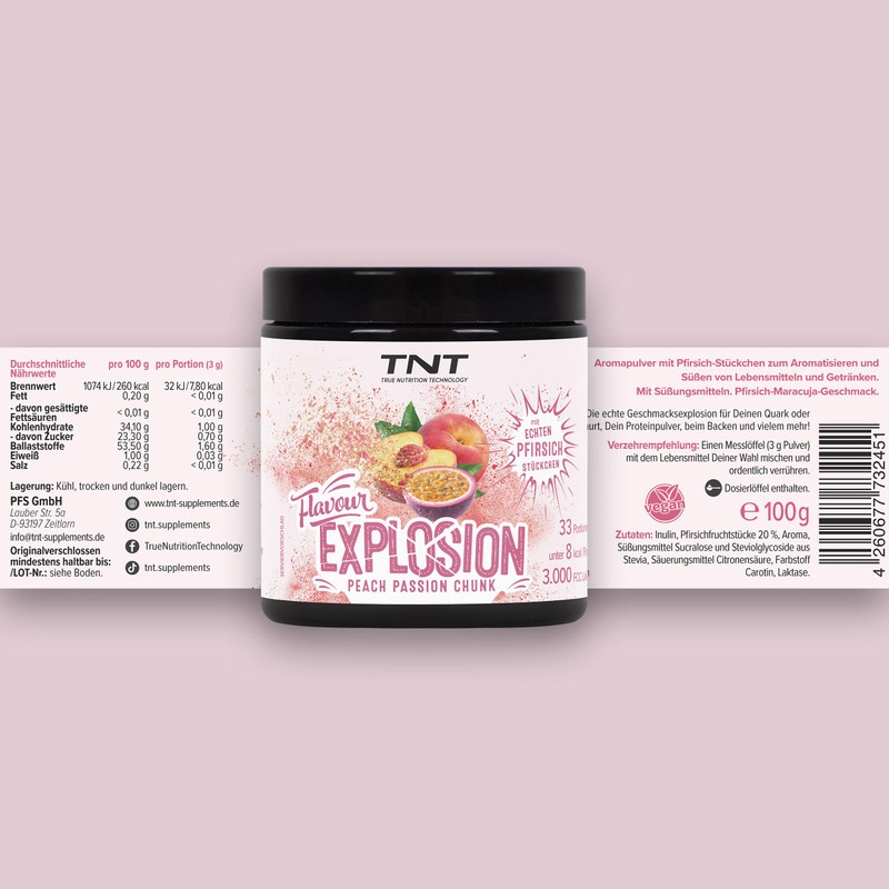 TNT Flavour Explosion Powder (Peach Passion Chunk / 100 g)