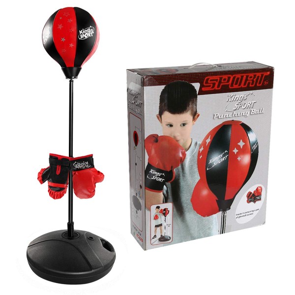 HONEY JOY Kids Punching Bag, Height Adjustable Boxing Bag with Stand, Freestanding Training Boxing Ball with Glove and Pump for Children Boys Girls