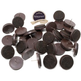 Adsamm® / 32 x Felt-pads with nail | Ø 1,38'' (Ø 35 mm) | brown | round | Premium quality furniture sliders with nail by Adsamm®