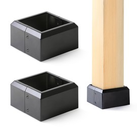 Uphode 4"x4" (Actual: 3.5"x3.5") Deck Post Base Cover Split, Aluminum Post Base Trim Skirt Decorative Black 2Pack