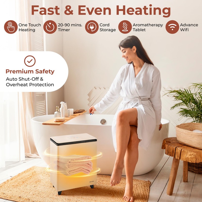 SereneLife WIFI Luxury Rectangle Towel Warmer - Spa & Bathroom