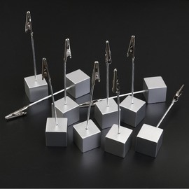 NUOLUX 10pcs Memo Clip Holder Stand with Alligator Clasp for Pictures Card Paper Note Clip (Silver)