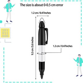 12 Pieces Mini Sharpies for Nurses Badge Mini Hook Permanent Badge Marker Multicolor Mini Sharpie for Badge Ring Golf Ball Bullet Tip Fine Point Markers (Black)