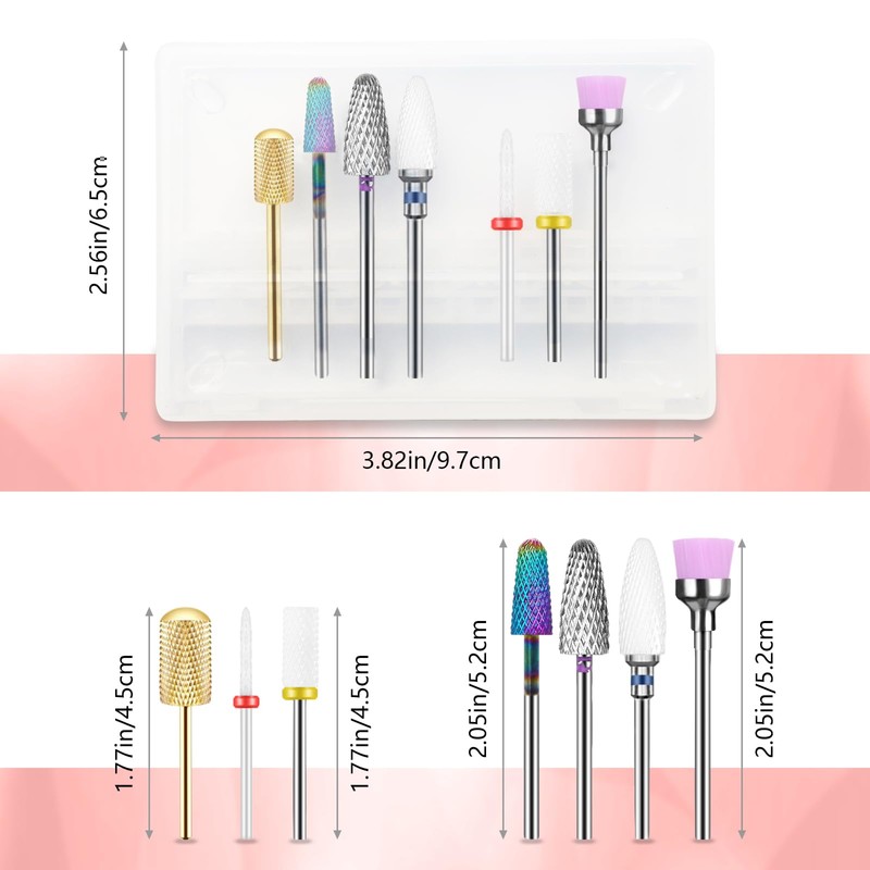 Pack of 7 Nail Drill Bits HEYMKGO Electric Nail Drill