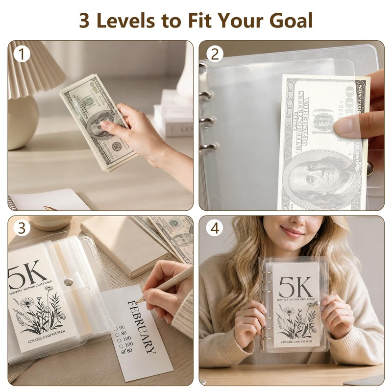 12-Month Money Saving Challenge Binder Set with Envelopes