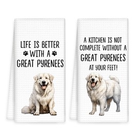 OINDADE Great Pyrenees Gifts Dog Kitchen Towels Set of 2 - Gifts for GreatPyrenees Dog Lovers Women Men, Life is Better with a Great Pyrenees Dish Towel Tea Towel for Kitchen Decor,16x24In