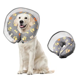 QBUC Inflatable Dog Cone Collar for Dogs and Cats After Surgery,Soft Cones Surgical Elizabeth E-Collar Prevent with Enhanced Anti-Licking Guard Shield for Pets(L (Neck: 12"-18")