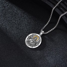 Saint Raphael Necklace 925 Sterling Silver St Raphael Pendant Patronus Amulet Medal Jewelry Gifts for Men Women
