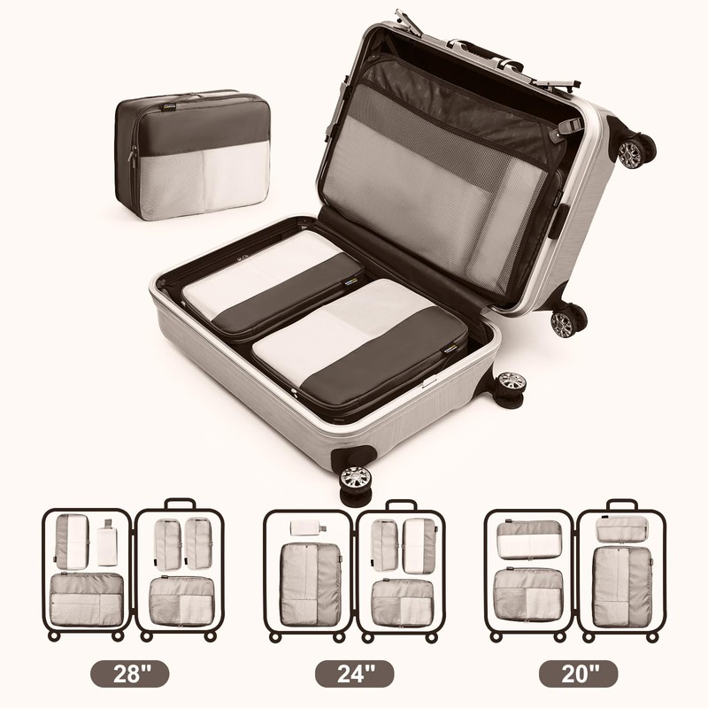 6 Set Compression Packing Cubes for Travel Essentials, Luggage Organizers