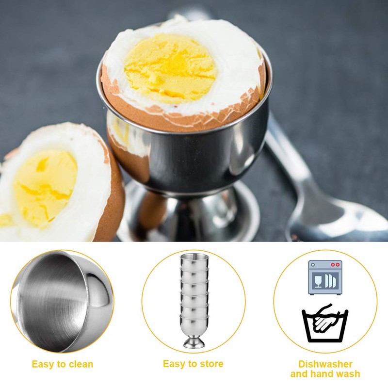 Egg Cup Set of 6, Stainless Steel Egg Cup holder