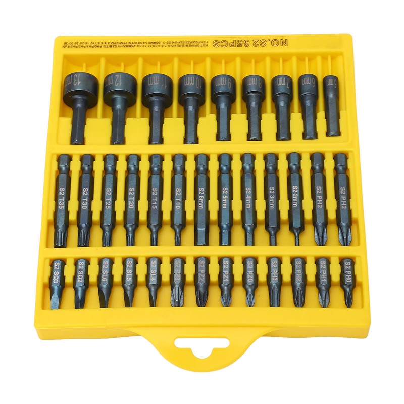 35Pcs Screwdriver Bit Set Magnetic S2 Steel 1/4in Hex Shank
