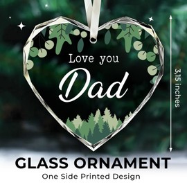 NewEleven Gifts for Dad, Love You Dad Gifts Keepsake, Dad Birthday Gift, Fun Birthday Gifts for Dad from Daughter, Son for Dad - Glass Heart Christmas Ornament