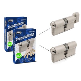 GERCAR GERCAR Pro Schlie?zylinder MIX 2er gleichschlie?end nach Wunsch kombinierbar aus 2 Profilzylinder oder Knaufzylinder 60/70 / 80/90 mm inkl. 10 Schlssel - One Key System frei konfigurieren