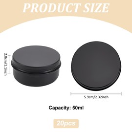 BENECREAT 20 Pack 1.7 OZ Tin Cans Screw Top Round Aluminum Cans Screw Lid Containers - Great for Store Spices, Candies, Tea or Gift Giving (Black)