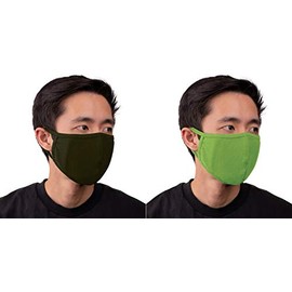 Auliné Collection 2PK Fashion Face Mask Made in USA Cotton Fabric Washable Reusable, 2PK Dk Olive/Lt Olive