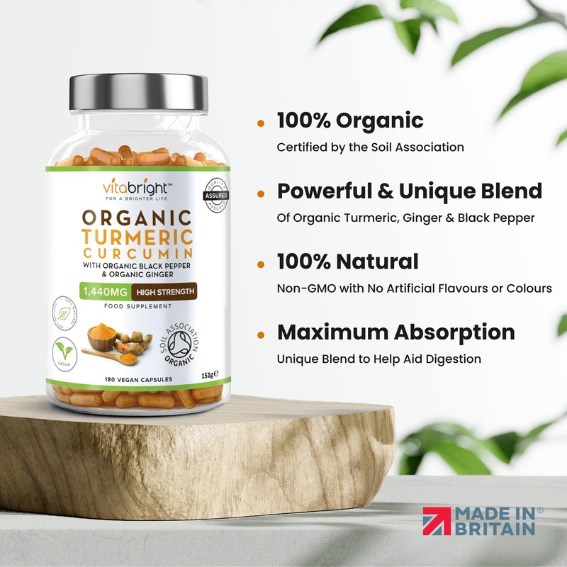 VitaBright High Strength Turmeric & Black Pepper Capsules 1440mg, 180