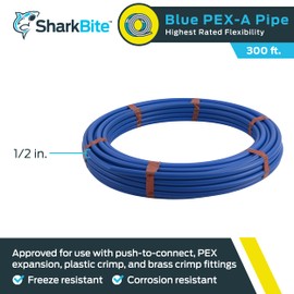 SharkBite 1/2 Inch x 300 Feet Blue PEX-A, PEX Pipe Flexible Water Tubing for Plumbing, UA60B300