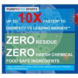 Purefypro Sports Equipment Disinfectant Spray (16oz, 2pk) Kills 99.9999% MRSA, HIV, Athlete Foot Fungus, Virus, Fungi. No Residue. Great For Sports Pads, Yoga Mats, Shoes, Boxing Gloves, Gym Equipment