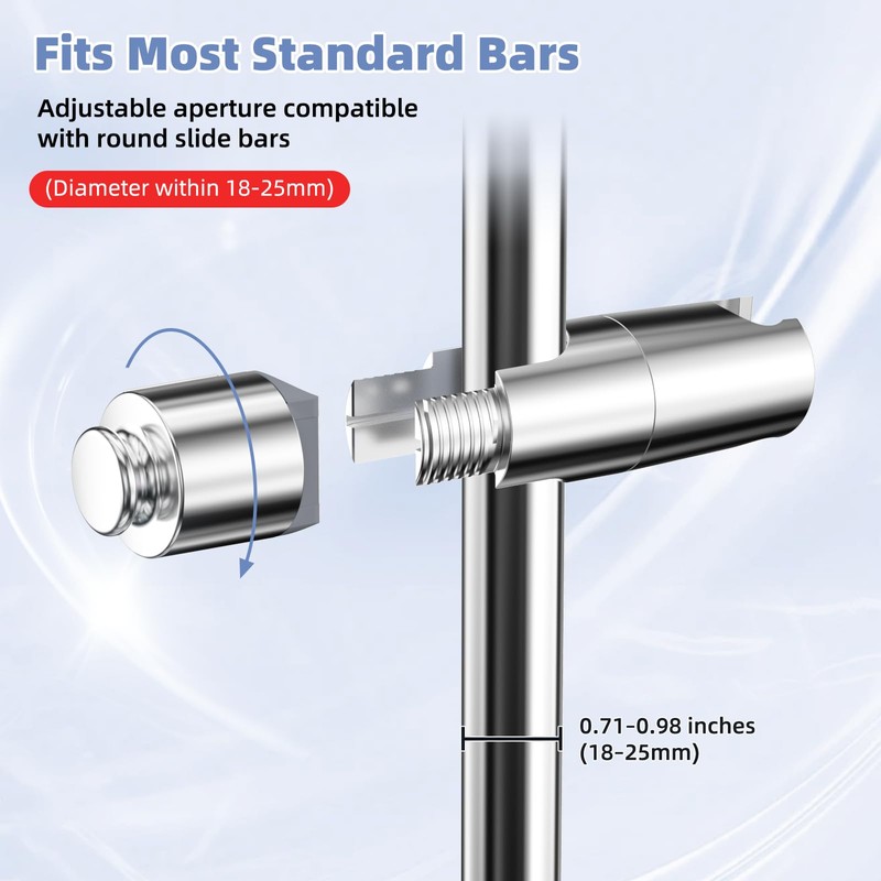 Hibbent Adjustable Shower Head Holder for Slide Bar, Universal 18-25mm