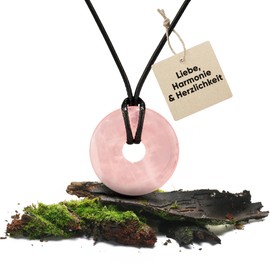 Doughnut pendant. rose quartz