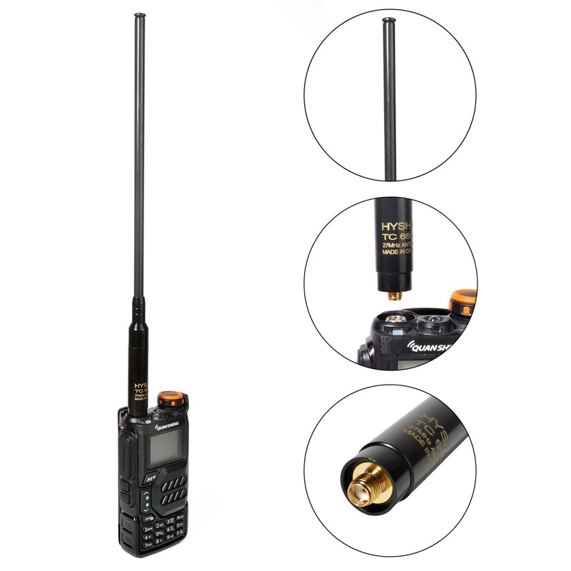 HYSHIKRA Antenna telescopica per radio 27 MHz, connettore SMA-F