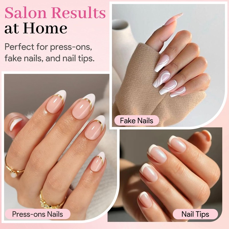 QIEK No-Lamp Nail Glue & Remover Set for Press Ons,