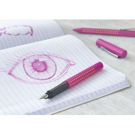 Faber-Castell Grip 2011 Fountain Pen, F Nib Pink-Orange. Pink-Orange