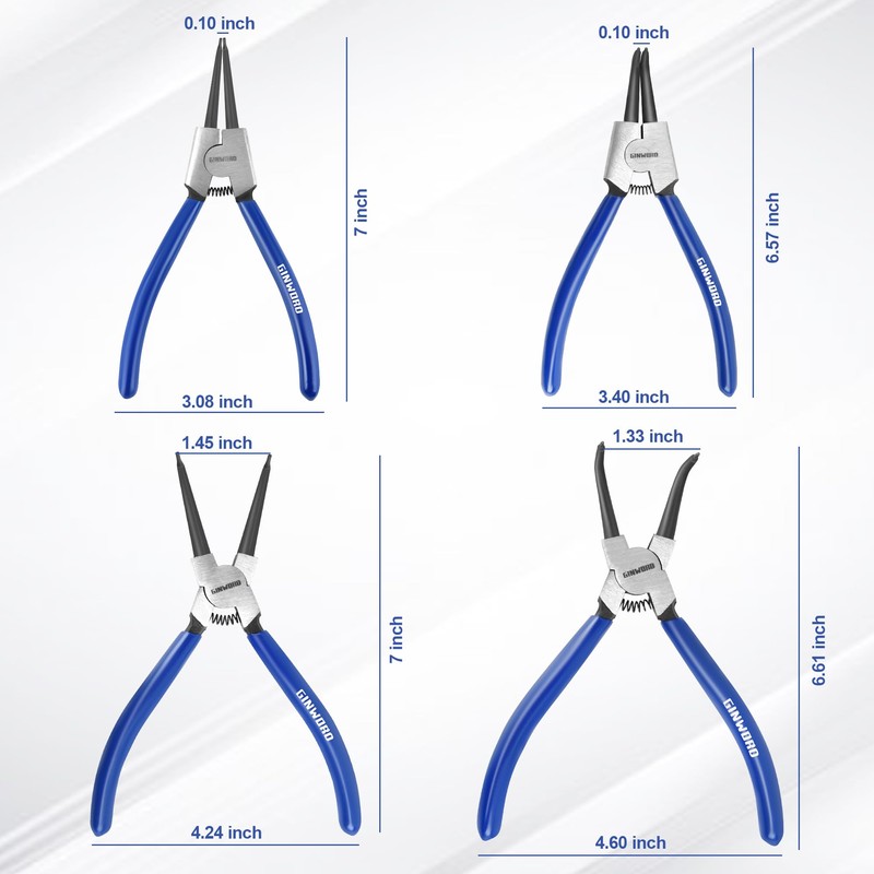 GINWORD 7-inch 4 Pcs Snap Ring Pliers Set, Circlip Pliers