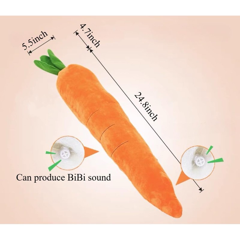 Giant 29.5'' Anxiety Relief Carrot Plush for Dogs - Squeaker