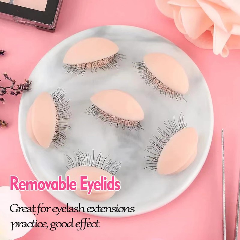 RUINIPOT 6 Pairs Replacement Eyelids for Mannequin Head Removable Realistic